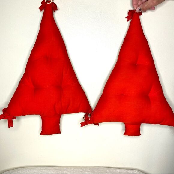 Christmas Tree Quilted Handmade Wall Hanging Decor Holiday Patchwork Pillows - Picture 2 of 14